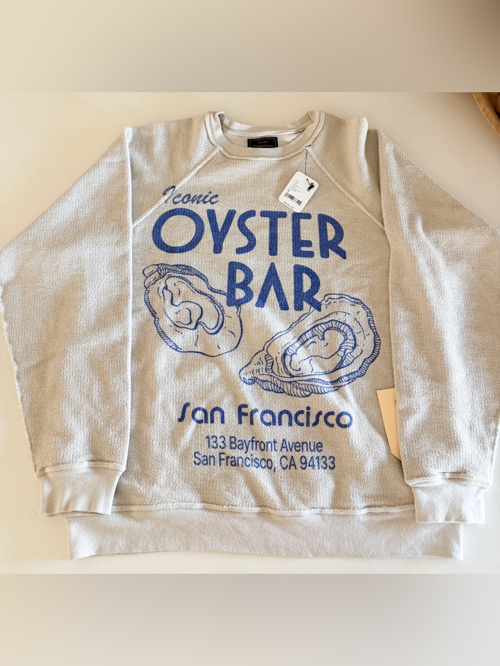 Free People Retro Brand Cream Oyster Pullover Sweatshirt hard to find - Picture 3 of 7